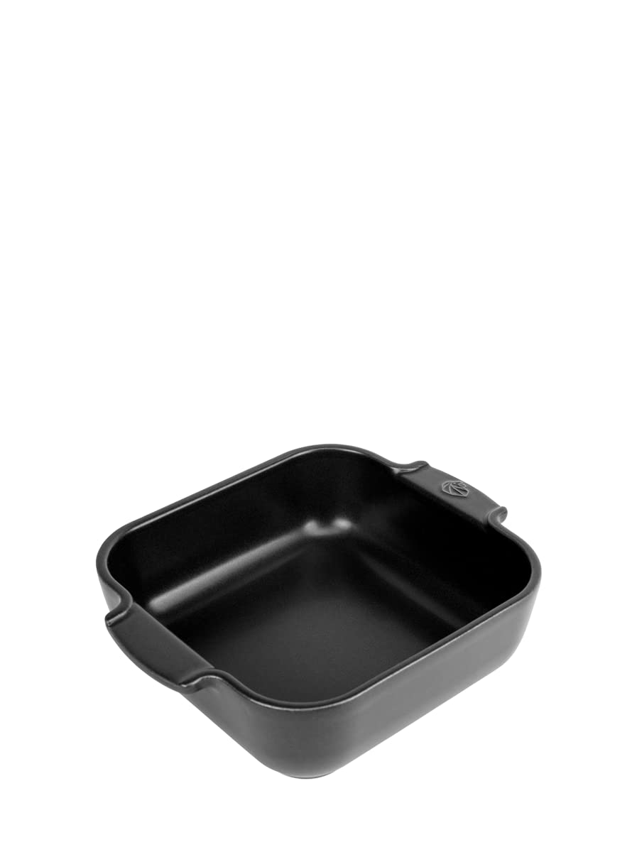 PEUGEOT - Quadratische Auflaufform aus Keramik - 21 cm (inkl. Griffe) x 17,5 cm x 6 cm - Fassungsvermögen: 1,1 L - 10 Jahre Garantie - Französisches Know-howreich - Satinschwarz