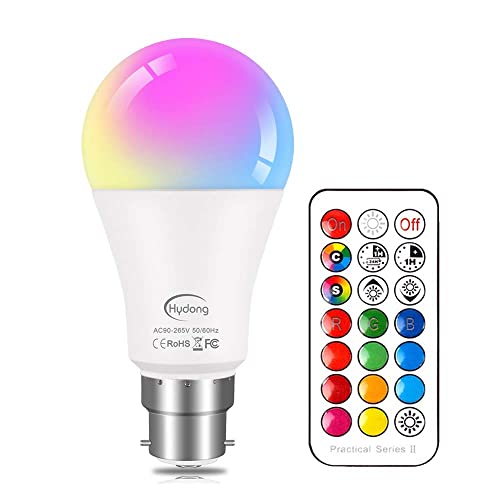 Ampoule LED Couleur B22 10W Changement de Couleur Dimmable LED Bulbs 12 choix de couleurs,21 key Télécommande Compris pour la décoration de la maison/bar/éclairage ambiant KTV