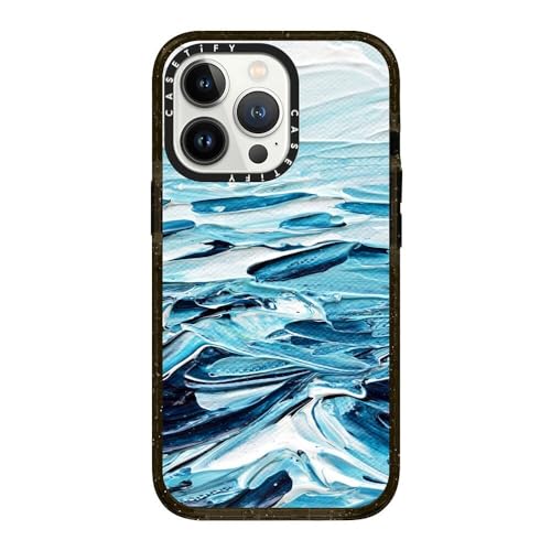 Coque CASETiFY iPhone 13 Pro Waves Crashing motif vagues design noir