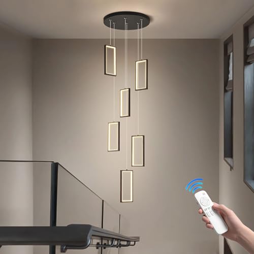 Lustre led moderne en inox noir lustre rectangulaire luxe