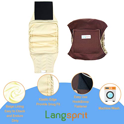 Image of Langsprit Male Belly Bands for Dogs (Pack of 3) - High Absorbing Dog Wraps Male Washable - Reusable Dog Diapers (Black,Gray,Coffee, X-Small)