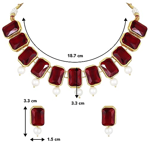 Image of Peora Traditional Crystal Necklace & Jewellery Set Gift for Women