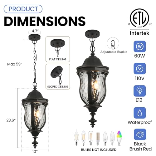 Image of Large Outdoor Pendant Light Fixtures 23.6'' Exterior Hanging Lantern