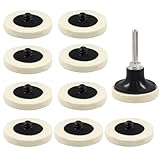 No oBML フェルトバフ 50mm ポリッシャー バフ 羊毛 車 ガラス研磨用バフ フェルトホイール フェルトバフ 電動ドリルに使用（10個セット）