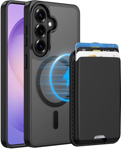 Ntwinro Magnetic for Samsung Galaxy S26 Case Detachable Magnetic Wallet with Card Holder [Fit for MagSafe] Military-Grade Shockproof Translucent Matte Anti-Scratch Phone Case Black