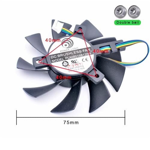 Double roulement à billes ventilateur GPU PLA08015B12HH - 3
