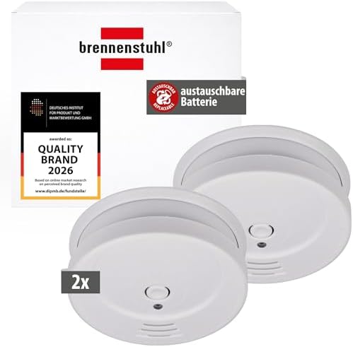 Brennenstuhl Rauchmelder Set, 2X RM C 9010 mit austauschbarer Batterie | geprüft nach EN 14604, durchdringendes Alarmsignal, weiß