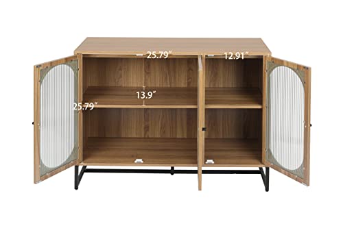 Hooseng Storage Cabinet Cupboard, Freestanding Sideboard With 3 Glass Doors 40 Inch Buffet Cabinet For Living Room Dining Room Bedroom Entryway, Rustic Brown #TOP5
