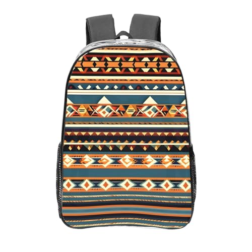 Sac à dos transparent au motif amérindien et finitions noires One Size