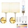 Jaenmsa Battery Operated Wall Sconce Set of Two, Rechargeable Wireless Sconces with Dimmable Detachable Magnetic Bulbs and Remote, 15 Colors Wall Lights for Bedroom Living Room Hallway Fireplace