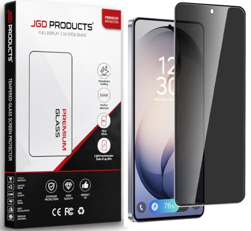 Image of JGD PRODUCTS 100% Fingerprint Unlock Support Privacy Tempered Glass for Samsung Galaxy S26 Ultra 5G Anti-Spy, Anti-Glare Screen Protector, Full Coverage, 9H Hardness With Installation Kit