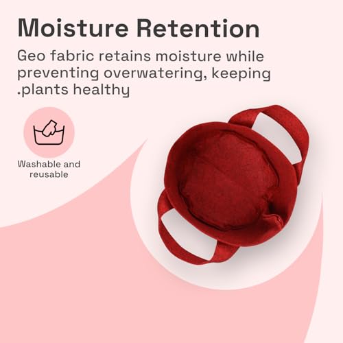 Image of Geo Fabric Grow Bags for Plants 15X15 Inch (Pack of 10) | 400 GSM Heavy Duty UV-Protected Round Maroon Colour Plant Bags for Terrace and Vegetable Gardening | Strong & Reusable|