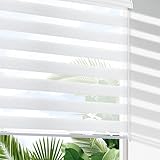 SHECUTE Zebra Blinds for Windows, 72H x 23W (Support Custom Size), White Dual Layer Zebra Window Shades, Light Filtering Room Darkening Day and Night Window Blinds for Home, Living Room, Bedroom