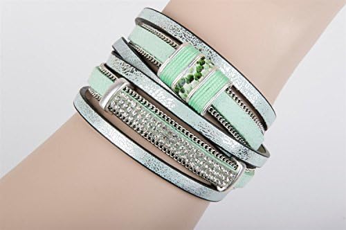StyleBreaker Bracciale Girocollo Doppio Con Striscia Di Strass E Catena - Chiusura Magnetica, Elegante E Morbido, 38 Cm, Regalo Idea