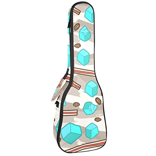 Sac de transport pour ukulélé ténor et soprano étanche rembourré motif café