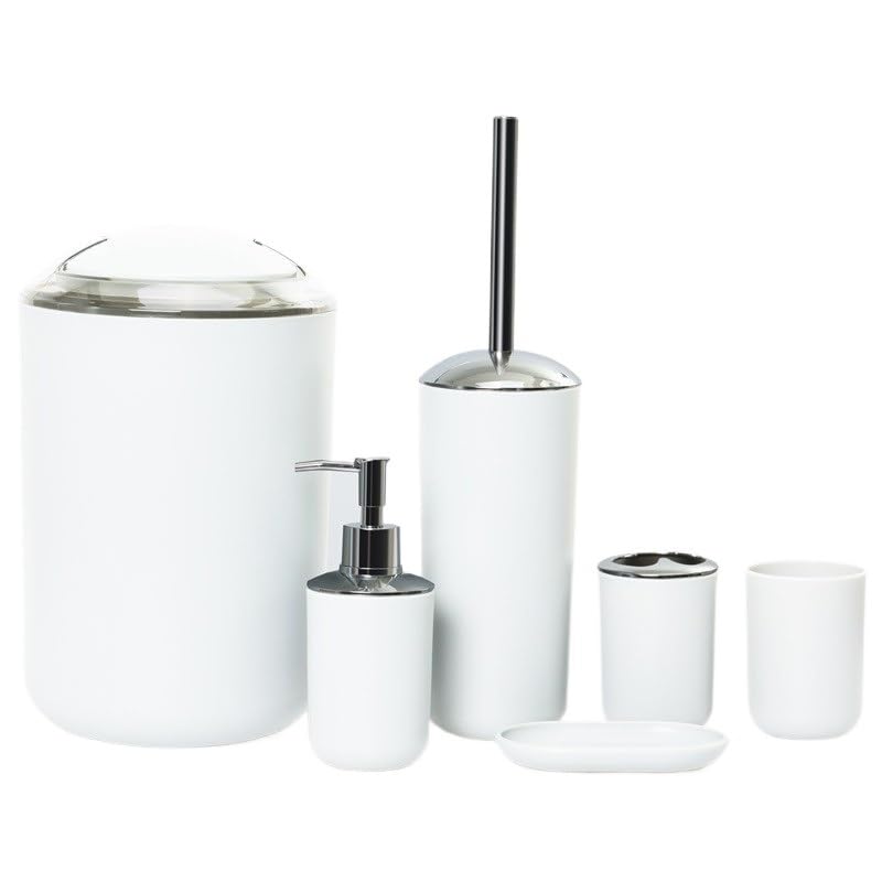 Kit de almacenamiento de baño de seis piezas con jabonera y vaso 1