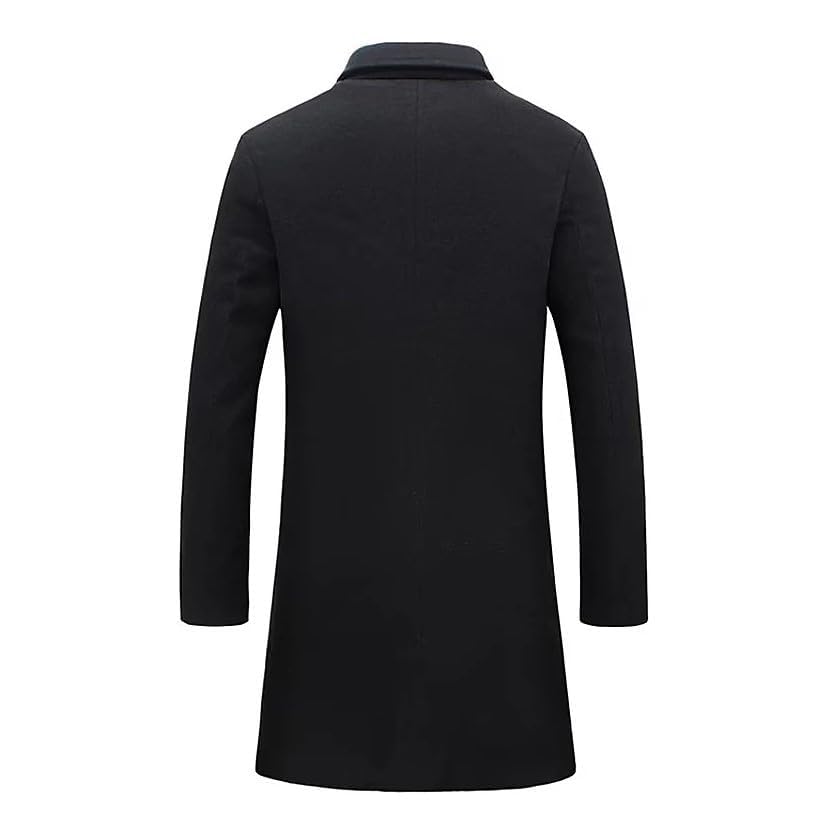 Mens Trench Coat Slim Fit Notched Collar Windbreaker Single Breasted Pea Coat Casual Business Overcoat3