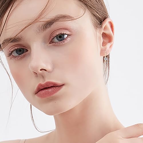 AINUOSHI French Wire Small Hook Earrings, Dainty Danle Drop Solitaire Moissanite Earrings For Women, Sterling Silver 18k White Gold Plated Pull Through Earrings Lab-created Diamond 0.30cttw4