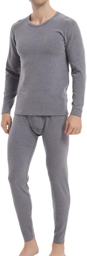 HSQSMWJ Men Long Johns with Fleece Lined Long Sleeve Base Layer Thermal Underwea Set Top Bottom