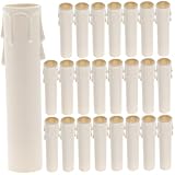 ELAYARD 24 Stück Teiliges Weiße Teardrop Kerzenhülsen für Kronleuchter und Stabkerzen Langlebige...