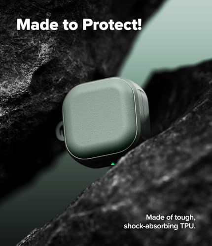 Image of Ringke Onyx Magnetic for Samsung Galaxy Buds 4 Pro / 4 Case with Carabiner [Compatible with MagSafe] Non-Slip Anti-Fingerprint Texture, Shockproof Protective Cover - Sage Green