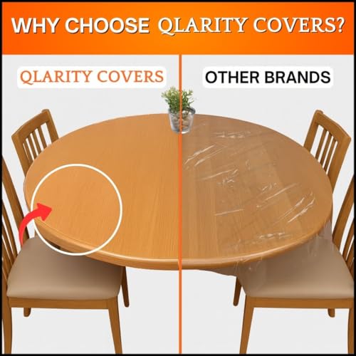 Image of Qlarity Covers 1.5mm Super Shield Round Table Cover Transparent, 24 Inch | Premium dining table transparent sheet made from durable PVC provides waterproof, anti-slip protection for everyday dining