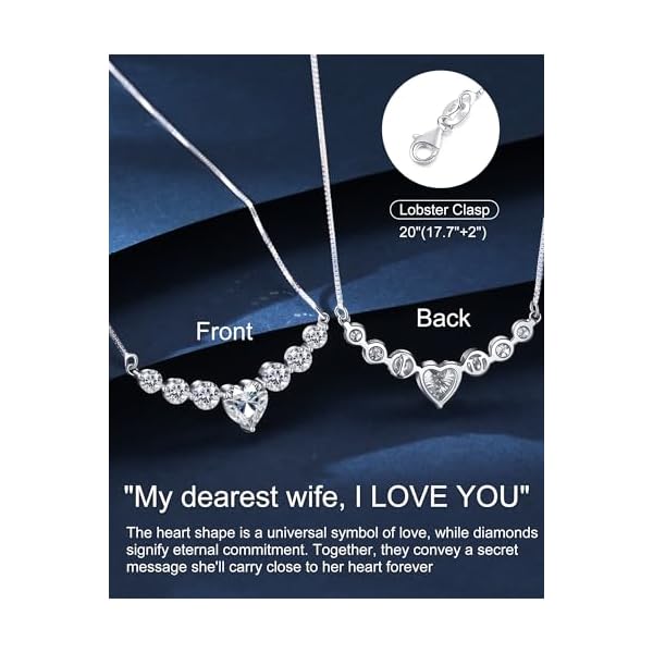 Moissanite Necklace for Women, 1.7-7.6 Carat Lab Created Diamond Necklace, 925 Sterling Silver Wedding Anniversary Birthday Christmas Valentine Mothers Day Jewelry Gifts for Mom Wife Her Girlfriend - Image 5