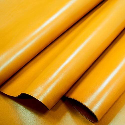 WEIDU Cuir de Peau de Cire d'huile Jaune Vif la première Couche de Cuir véritable tanné végétal, épaisseur 2 mm pour Sacs, Portefeuille, canapé.