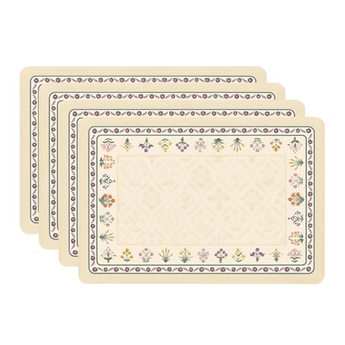 Image of YELONA Leather Dining Table Placemats Set of 4 - Waterproof, Heat Resistant, Anti-Slip, Easy to Clean Table Mats for Dining Table, Kitchen & Home Decor (Cream, 40 x 30 cm)