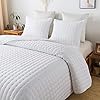 WDCOZY White Queen Size Quilt Bedding Sets with Pillow Shams, Lightweight Soft Bedspread Coverlet, Quilted Blanket Thin Comforter Bed Cover, All Season Summer Spring, 3 Pieces, 90×90 inches