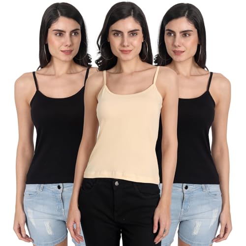 Image of Aimly Women's Cotton Regular Fit Camisole Slip Pack of 3