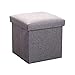 Ducomi Pouf Cubo Pieghevole Poggiapiedi Sgabello Contenitore in Misto Lino, Cassapanca Bauletto Contenitore Porta Giochi, Poltrona Contenitore per Soggiorno, Arredo Italiano (Grey, 30x30x30 cm)