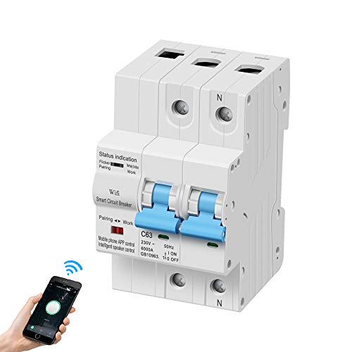 Disyuntor Inteligente WiFi 2P 63A,eMylo Interruptor De Circuito Inalambrico Smart Circuit Breaker...