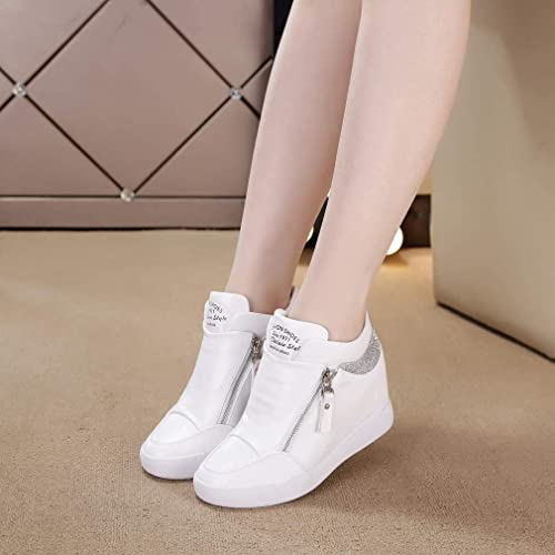 HINDOLA Womens Fashion Platform Shoes Hidden Wedge Heel High Top Sneakers for Women Rhinestone Boots Working Shoes Women3