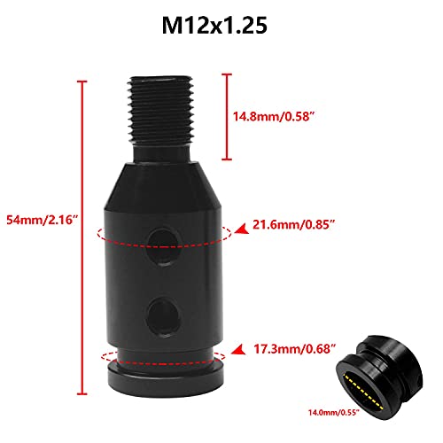 Monrand Shifter Knob Adapter Universal Car Shift Knob Adapter Aluminum Alloy Gear Shift Knob Adapter For Non-Threaded Shifters M12X1.25 (Black) #TOP5