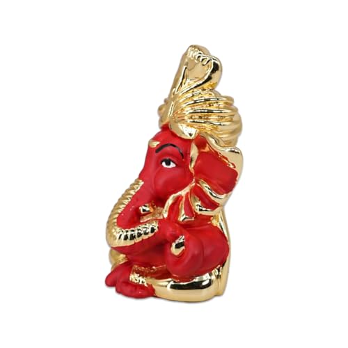 Image of Gold Plated Umaputra Ganesha | Ganpati Idol for Car Dashboard, Office Desk & Home Temple | Prosperity & Protection| Travel-Friendly Ganpati | Height 3 Inch