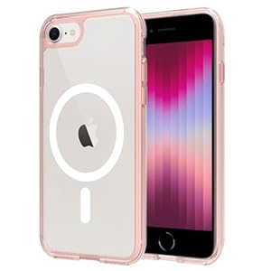 Magnetic for iPhone SE Case 2022/2020,iPhone 8/7 Case,Compatible with MagSafe,Shockproof Anti-Scratch Clear Thin Slim Phone Case.Pink Magnetic.