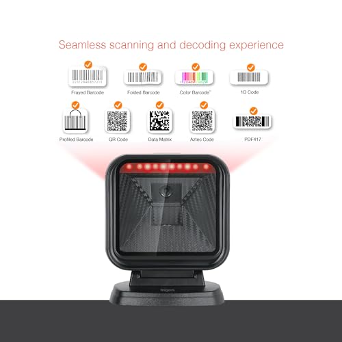 Image of FINGERS QuickScan Omni W106 Barcode Scanner (Quick Scan and CMOS Image Technology, Hands-Free, 1D and 2D Codes, Strong Decoding Capabilities, Counter Top Plug-n-Play.