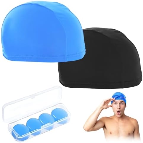 Set de 2 Gorros de Piscina + 4 Tapones de Silicona | Gorro nataci...