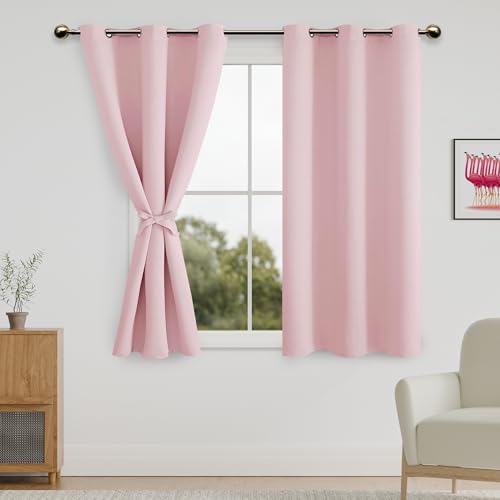 Rideau occultant thermique rose à oeillets DWCN pour obscurité chambre