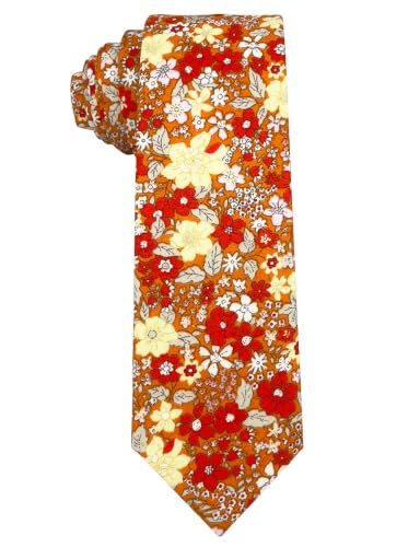 Image of Kebocis Mens Skinny Cotton Floral Tie for Men