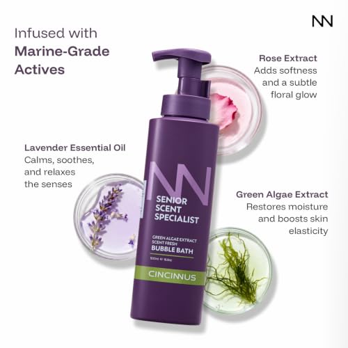 Image of Cincinnus bubble bath |Refreshing & Moisturizing Bath foam with Green Algae Extract, Glycerin & Lavender Flower Extract | foaming bath soak | Gentle Cleanse for All Skin Types | 500ml