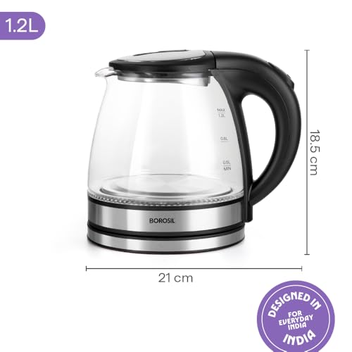 Tetera eléctrica de vidrio Borosil Crystal 1.2L miniatura 5