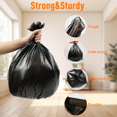 Image of O2frepak 13 Gallon Multipurpose Tear-Resistant Trash Bags,Heavy Duty,Tastless and Black Garbage Bags (100 Count,60x80cm)