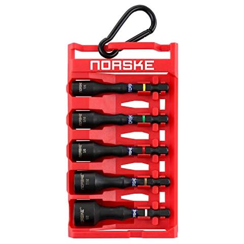 Norske Tools NIBPI650 Impact Torsion Magnetic Nutsetters (1/4", 5/16", 3/8", 7/16" and 1/2") 5pc Pack Clip Cover