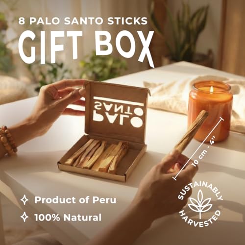 AlmaCura Palo Santo Incense Sticks (8) Certified Pure, Ethical and Sustainable, Harvested from Fallen Trees in Peru (not Ecuador) Protection, Meditation, Relief, Healing, Cleansing