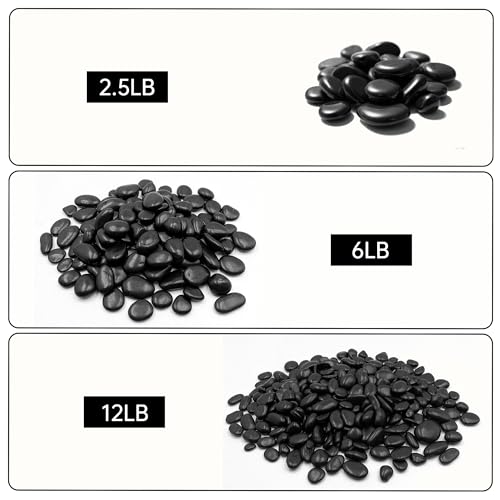 Image of RITOLLO 2.5lb Black Pebble Rocks 3 /8-1 Inch Polished Natural Aquarium Gravel Decorative Fish Tank Rocks Garden Landscaping Decor