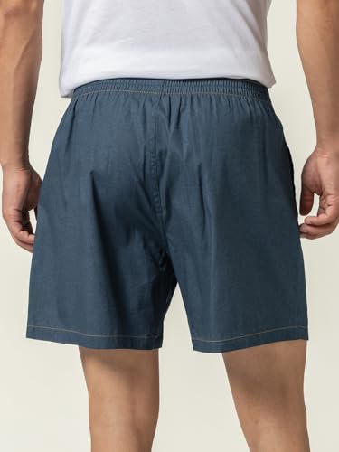 Image of DAMENSCH Regular Fit Solid 100% Soft & Durable Cotton Boxer Shorts Dual Pockets Anti-Bacterial Moisture Wicking Microfibre Waistband Ultra-Light Boxers for Men