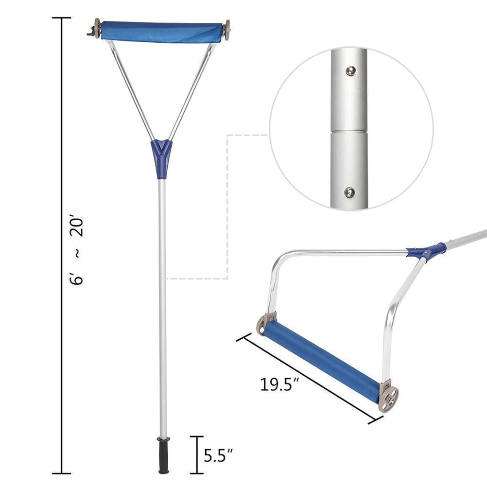 Herramienta de extracción de rastrillo de nieve de techo, herramienta de limpieza de nieve de aleación de aluminio con ruedas, poste telescópico, mango antideslizante para quitar la nieve del techo