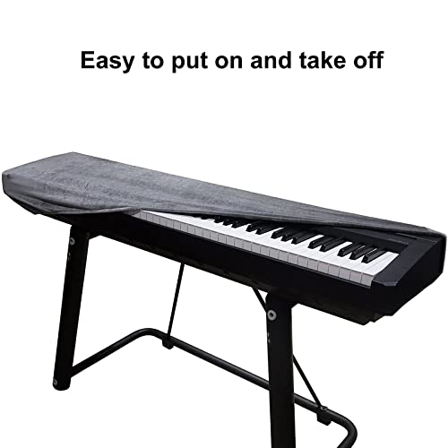 Womaco Piano Keyboard Cover Stretchy Plush Velvet Dust Cover For 76-88 Keys Digital Piano Keyboard (Gray) #TOP3